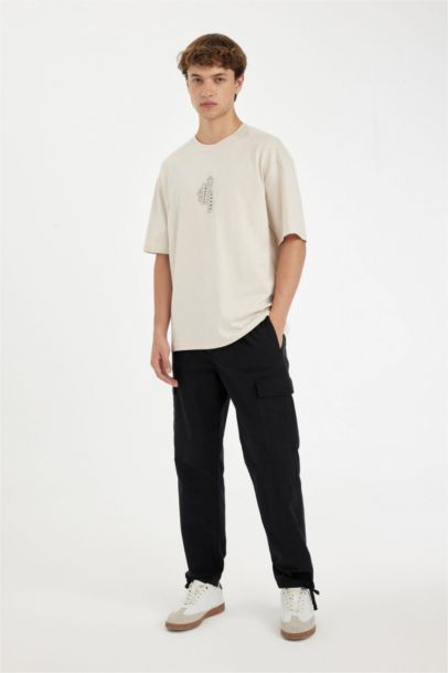 Boy Black Parachute Wide Leg Cargo Pants