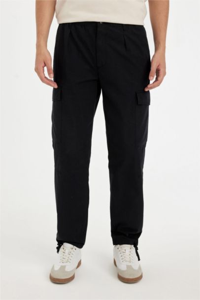 Boy Black Parachute Wide Leg Cargo Pants