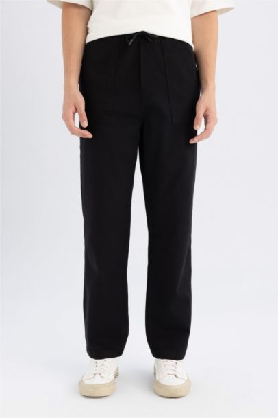 Pantalon en coton large style parachute taille à cordon de serrage