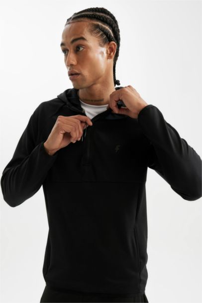 Standart Fit Kapüşonlu Fermuarlı Pike Sporcu Sweatshirt