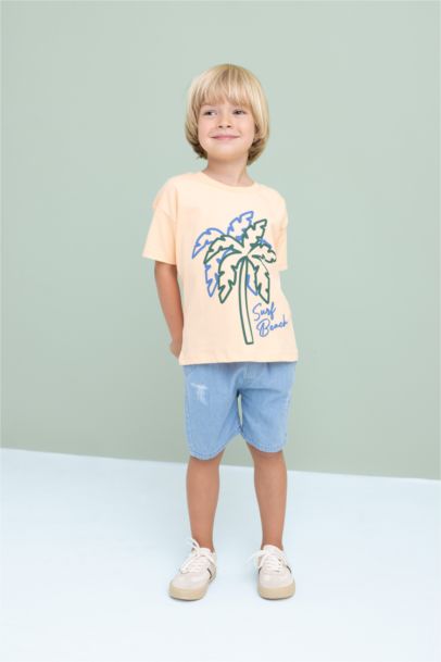 Baby Boy Regular Fit Palm Tree Patterned T-Shirt