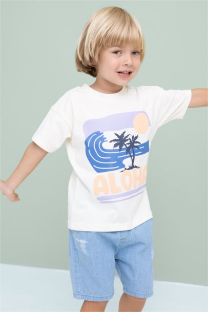 Baby Boy Regular Fit Palm Tree Patterned T-Shirt