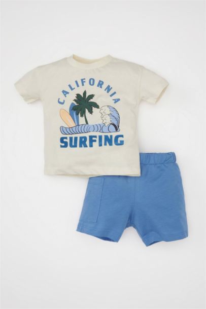 Baby Boy Printed Short Sleeve T-Shirt Shorts 2 Piece Set