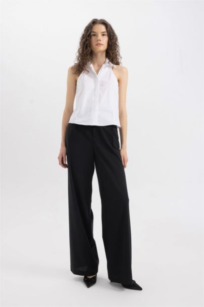 Chemise Slim en Popeline sans Manches