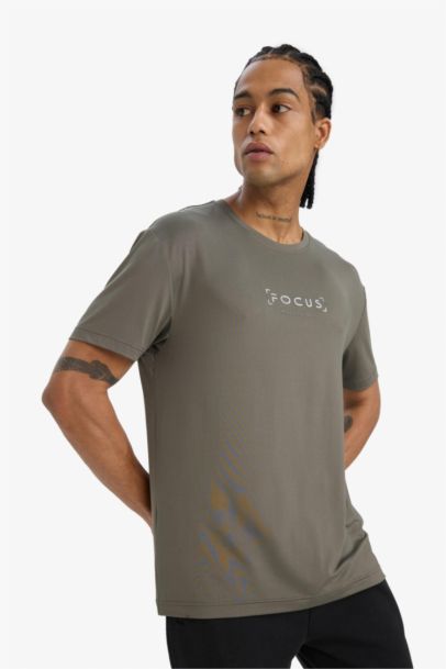 Standart Fit Yumuşak Tuşe Bisiklet Yaka Baskılı Kısa Kollu Tişört