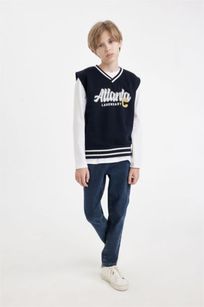 Boy Oversize Fit Thick Sweatshirt Fabric Vest