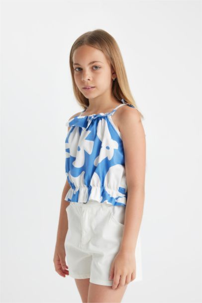 Blouse à Bretelles à Motif pour Fille