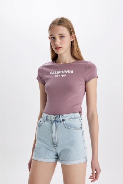 Slim Fit Crew Neck Ribana Short Sleeve T-Shirt