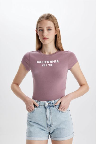 Slim Fit Crew Neck Ribana Short Sleeve T-Shirt