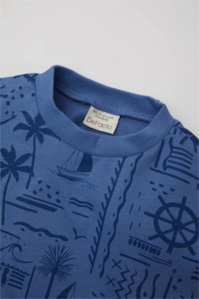 تيشيرت ولادي نص كم قصة عادية بطبعة نخيل