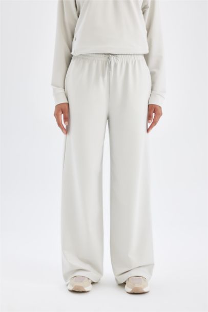 Wide Leg Geniş Paça Sporcu Eşofman Altı Beli Lastikli Cepli Uzun Boy