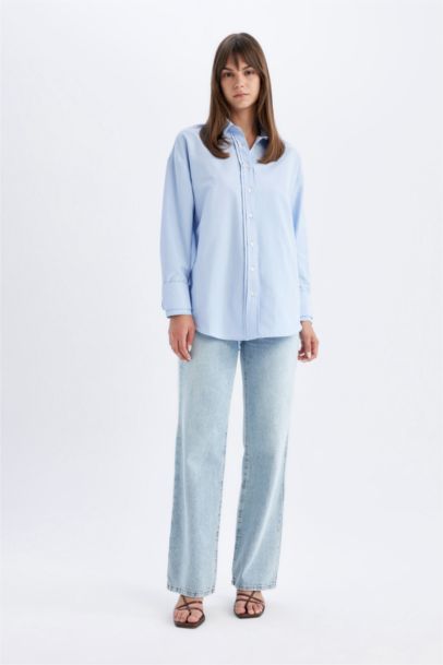 Relax Fit Poplin Long Sleeve Shirt Tunic