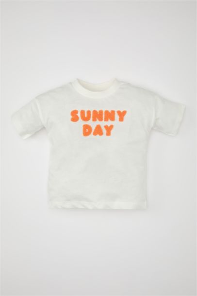 Baby Girl Regular Fit Crew Neck Slogan Printed T-Shirt