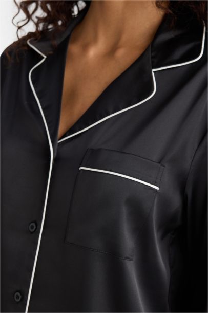 Regular Fit Satin Top Bottom 2 Piece Pajama Set