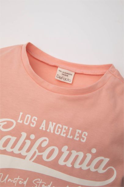 Baby Girl Regular Fit Crew Neck Slogan Printed T-Shirt