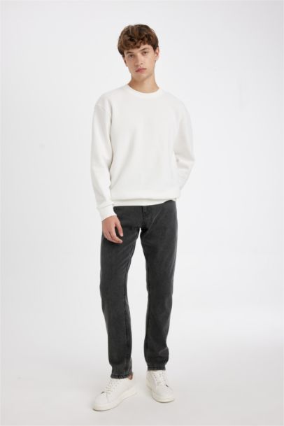 Regular Tapered Fit Denim Trousers