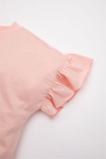 تيشيرت نص كم بناتي قصة عادية برقبة مستديرة