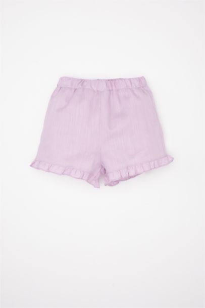 Baby Girl Flared Poplin Sleeveless Ruffle Blouse Shorts 2 Piece Set