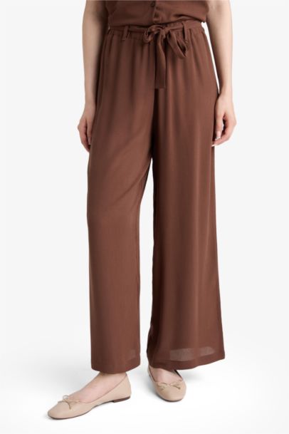 Culotte Fit Crinkle Viscose Wide Leg Capri