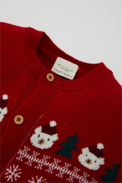 Yılbaşı Temalı Uzun Kollu Çıtçıtlı Triko Tulum Erkek Bebek Yenidoğan