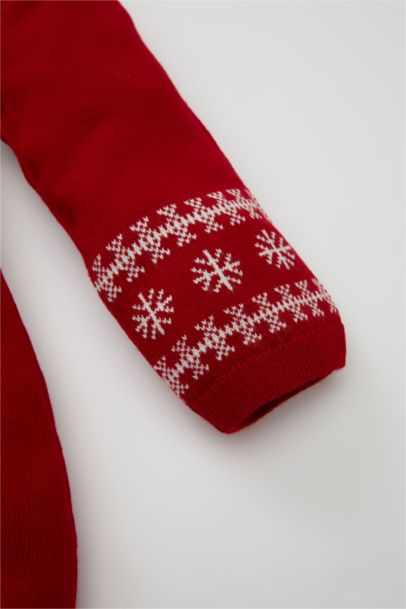 Yılbaşı Temalı Uzun Kollu Çıtçıtlı Triko Tulum Erkek Bebek Yenidoğan