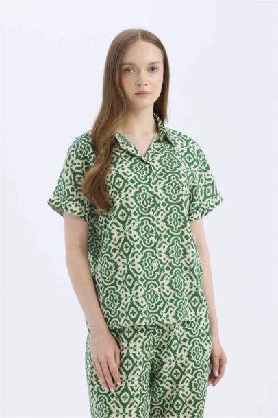 Regular Fit рубашка с узором, короткий рукав