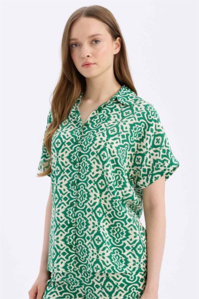 Regular Fit Shirt Collar Short Sleeve Shirt