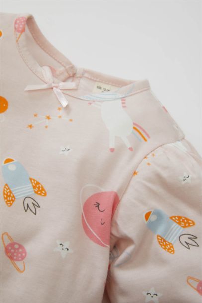 Pyjama en jersey imprimé Top et Pantalon taille élastique pour fille