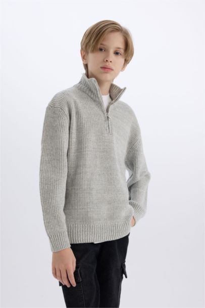 Pull en tricot à col roulé zippé Coupe régulière pour Garçon