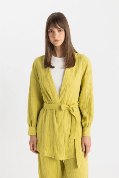 Relax Fit V-Neck Muslin Kimono