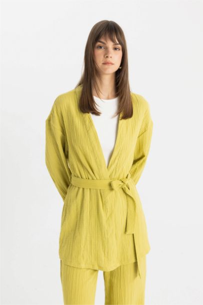 Relax Fit V-Neck Muslin Kimono