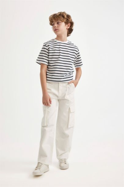Boy Crew Neck Striped Short Sleeve T-Shirt