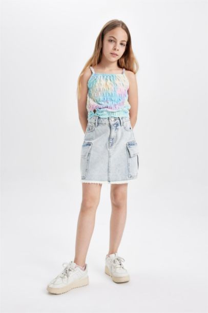 Girl Ruffle Collar Colorful T-Shirt
