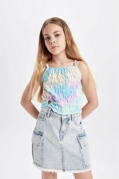 Girl Ruffle Collar Colorful T-Shirt