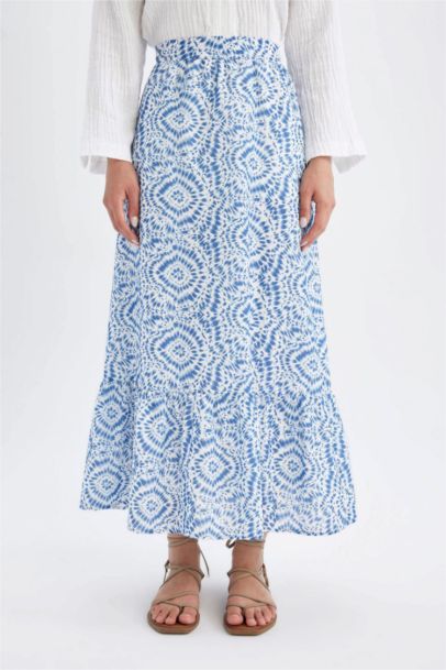 A Cut Printed Voile Maxi Skirt