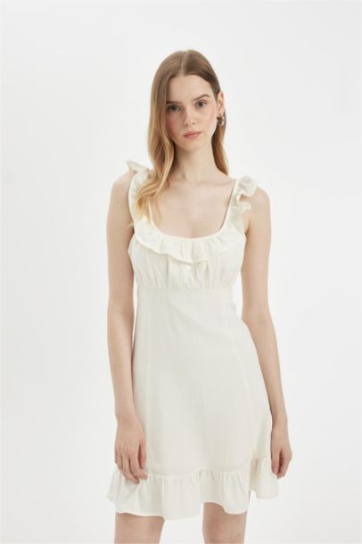 A-Line Linen Strap Mini Dress