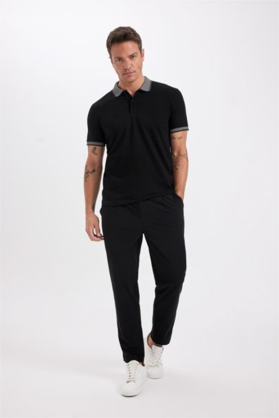 Slim Fit Dar Kesim Polo Yaka Kısa Kollu Pamuklu Tişört