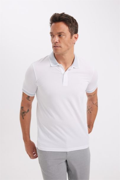 Slim Fit Dar Kesim Polo Yaka Kısa Kollu Pamuklu Tişört