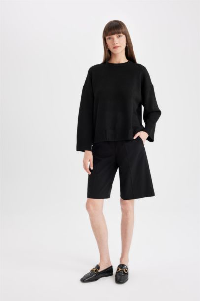 Oversize Fit Crew Neck Basic Pullover