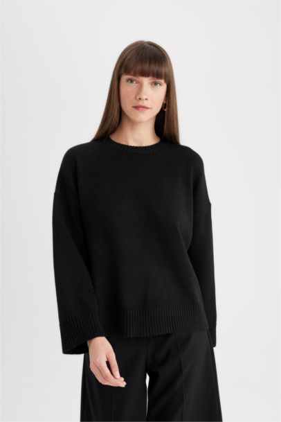 Oversize Fit Crew Neck Basic Pullover