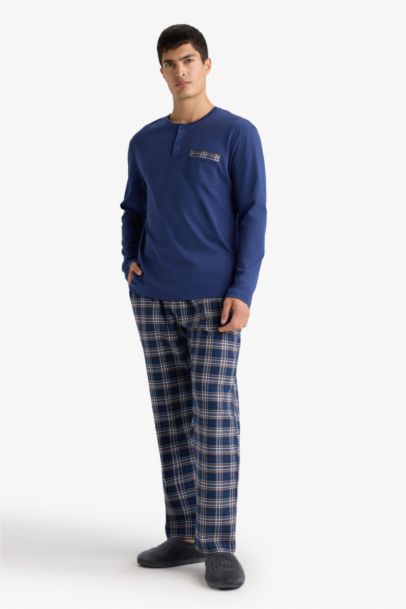 سيت بجامة كاروهات قصة عادية ردن طويل - قطعتين