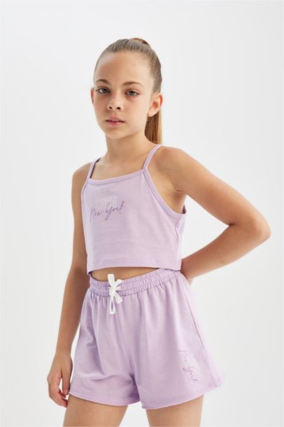 Girl Printed Tank Top Shorts 2 Piece Set