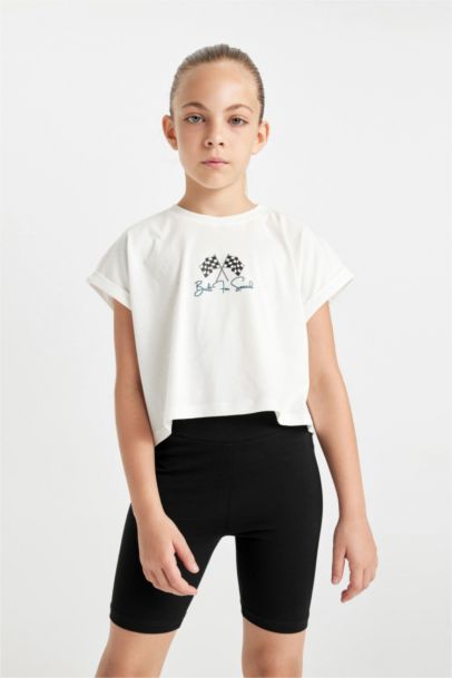 Girl Printed Short Sleeve T-Shirt Leggings 2 Piece Set