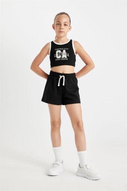 Girl Printed Ribbed Camisole T-Shirt Skirt 2 Piece Set