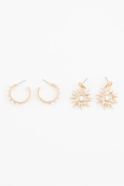 Woman 2 Piece Gold Earrings