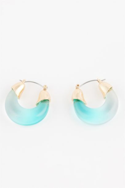 Woman Blue Hoop Earrings