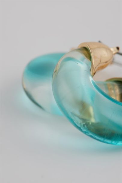 Woman Blue Hoop Earrings
