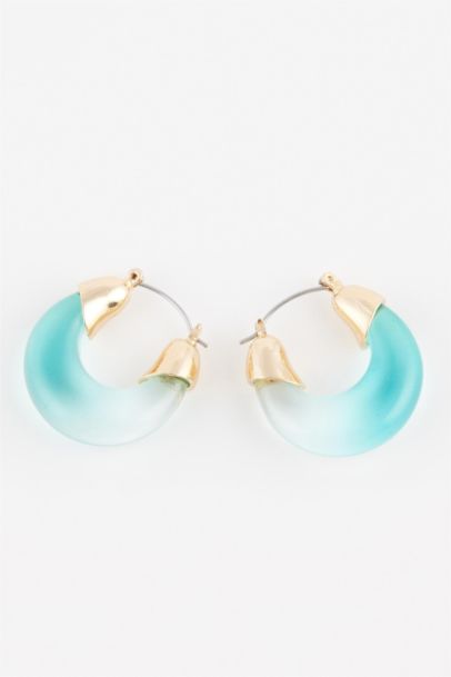 Woman Blue Hoop Earrings