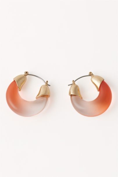 Woman Red Hoop Earrings