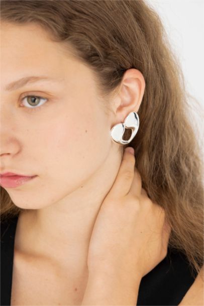 Woman Heart Silver Earring